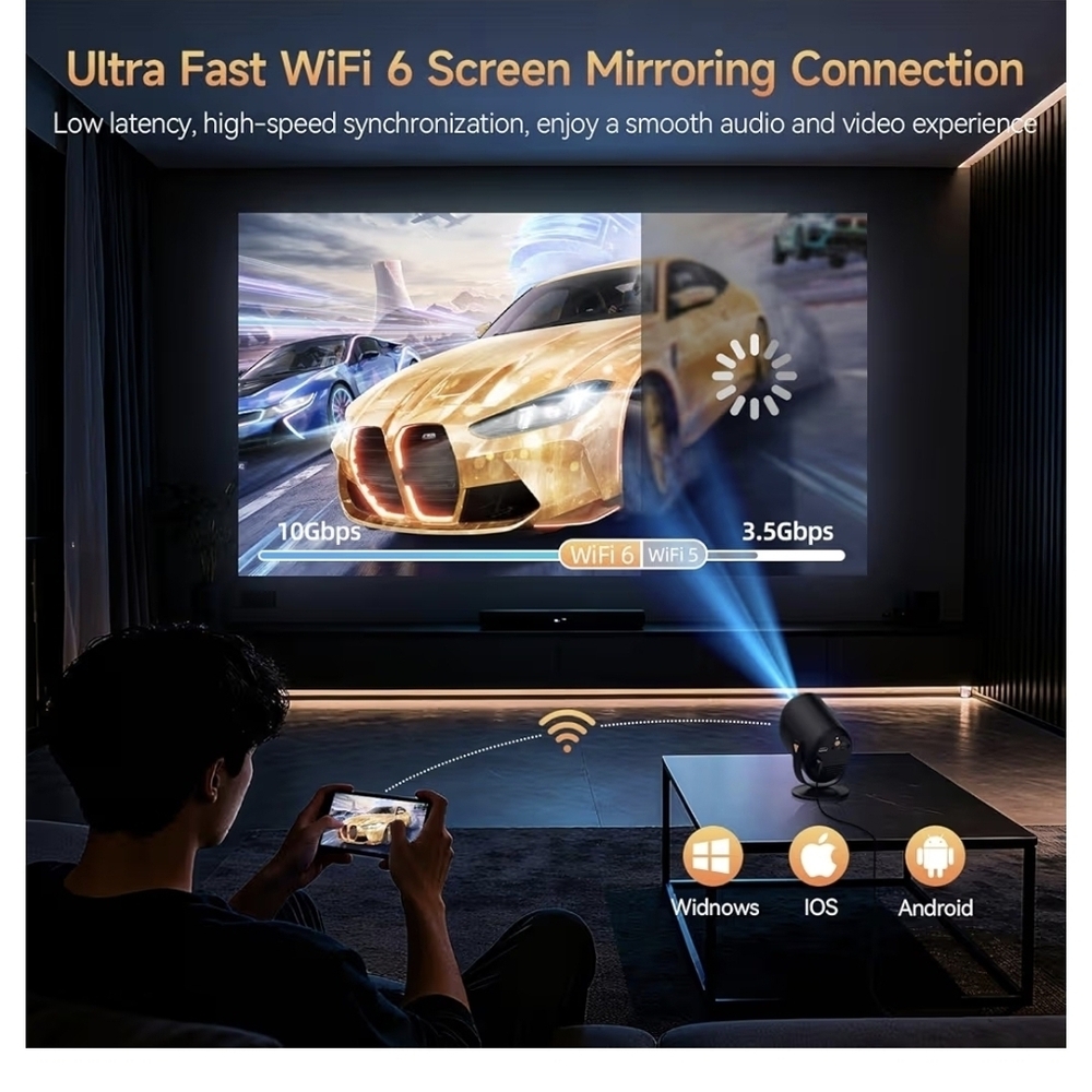 Mini Projector with WiFi and Bluetooth, Portable Projector Native 1080P Support - Picture 5 of 8